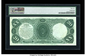 image for: Fr. 142 $20 1880 Legal Tender PMG About Uncirculated 55....