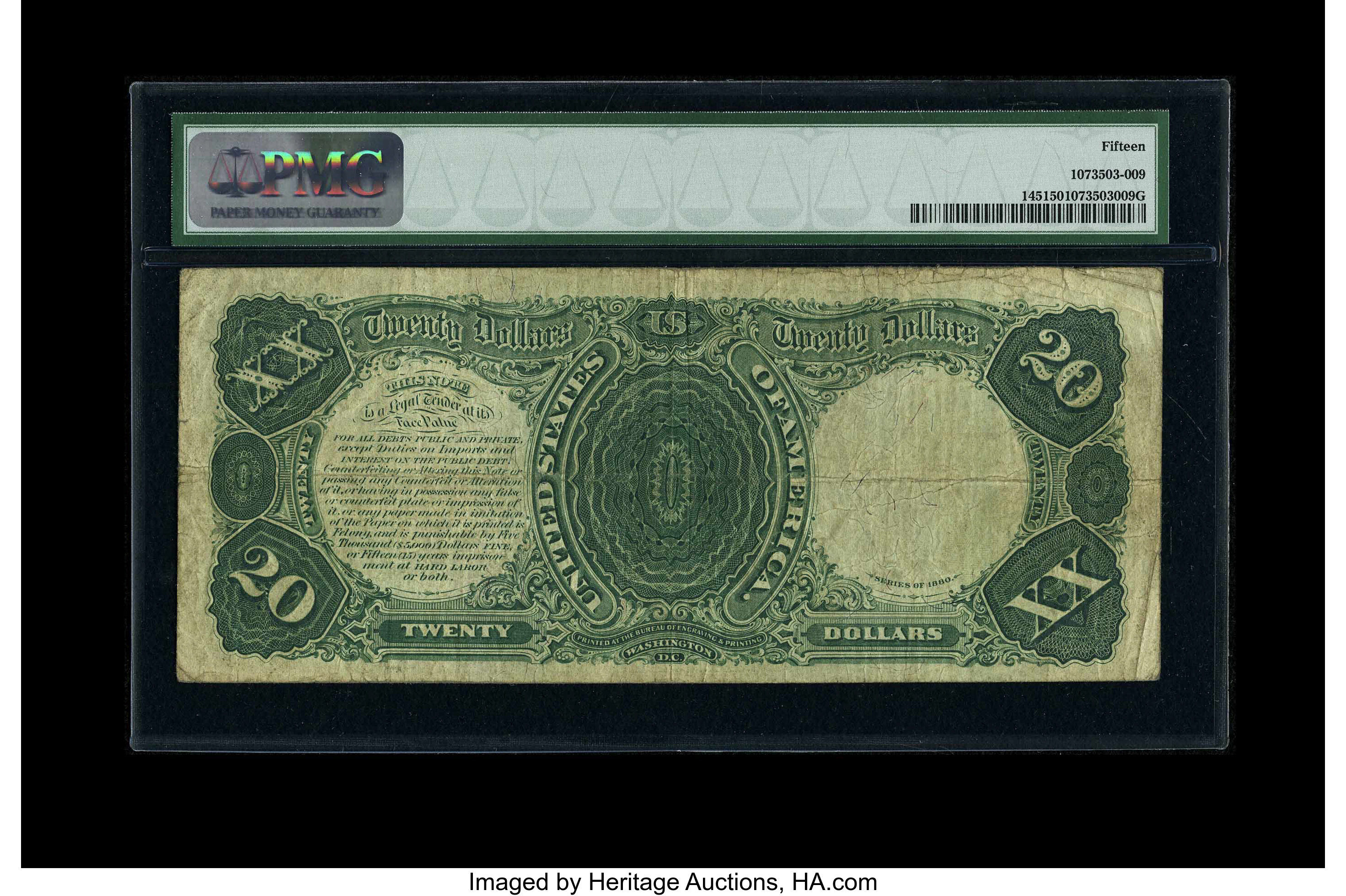 image for: Fr. 145 $20 1880 Legal Tender PMG Choice Fine 15....