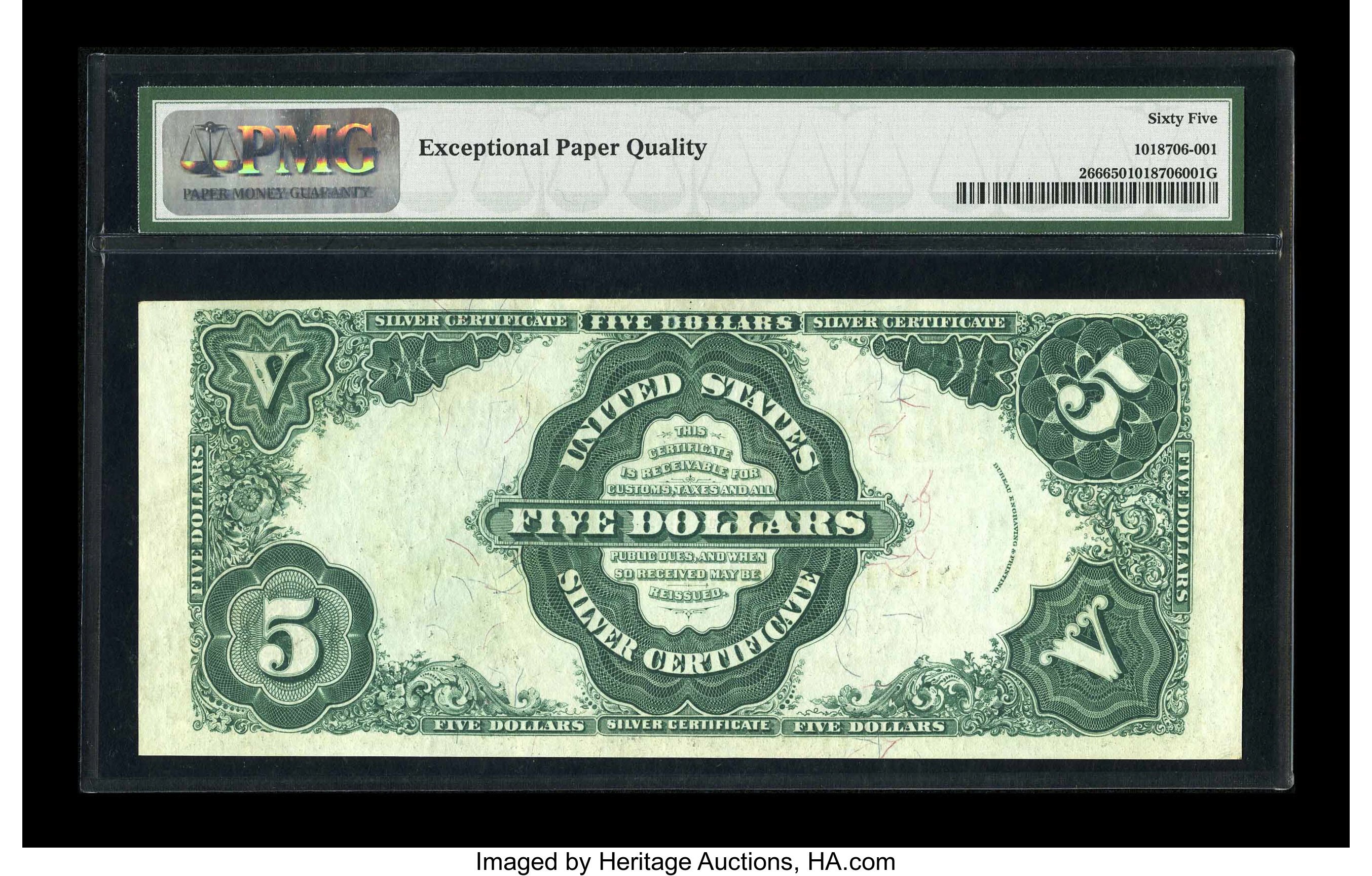image for: Fr. 266 $5 1891 Silver Certificate PMG Gem Uncirculated 65 EPQ....