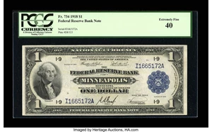 image for: Fr. 734 $1 1918 Federal Reserve Bank Note PCGS Extremely Fine 40....