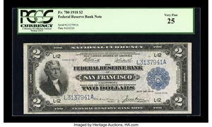 image for: Fr. 780 $2 1918 Federal Reserve Bank Note PCGS Very Fine 25....