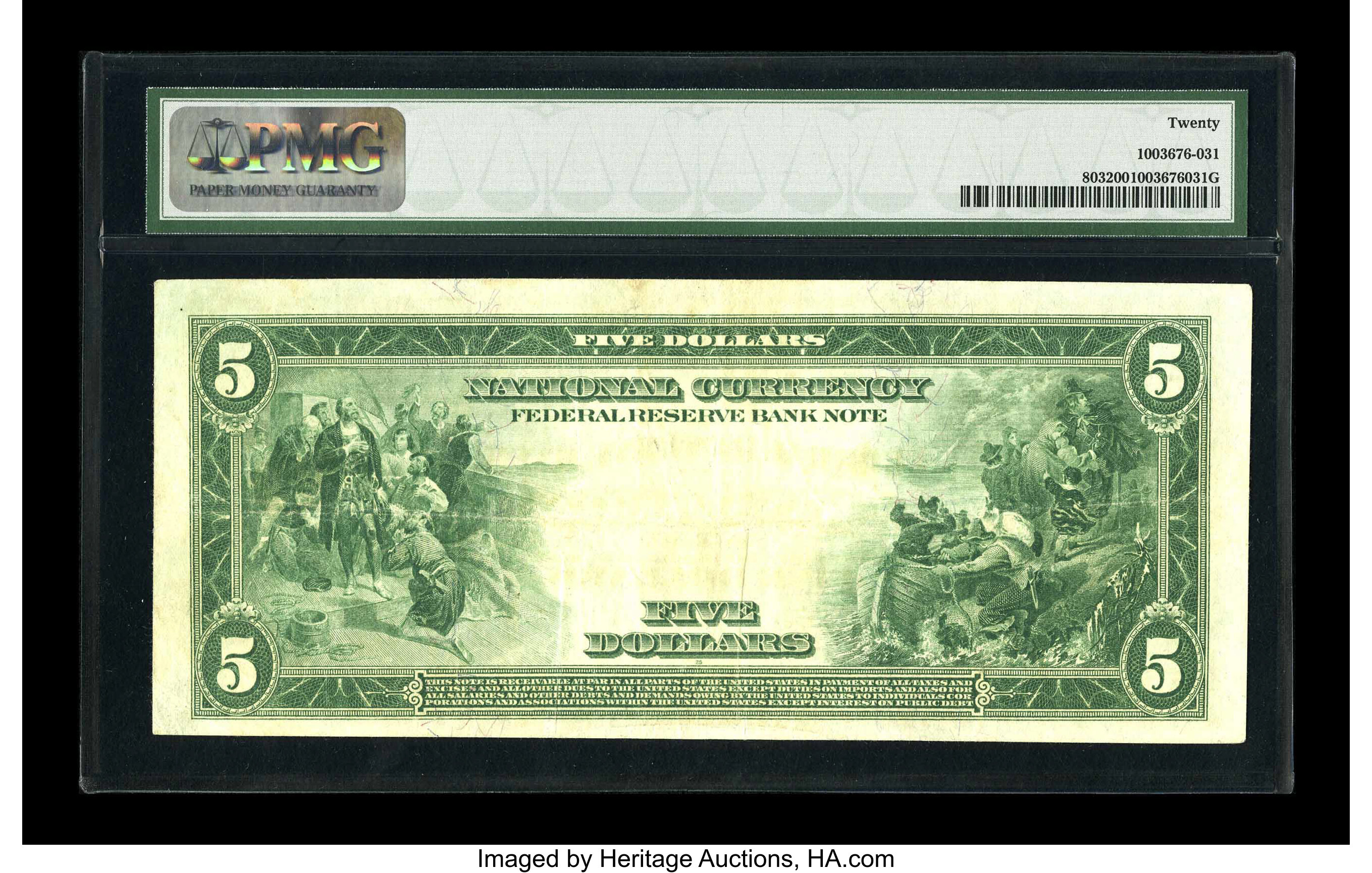 image for: Fr. 803 $5 1918 Federal Reserve Bank Note PMG Very Fine 20....