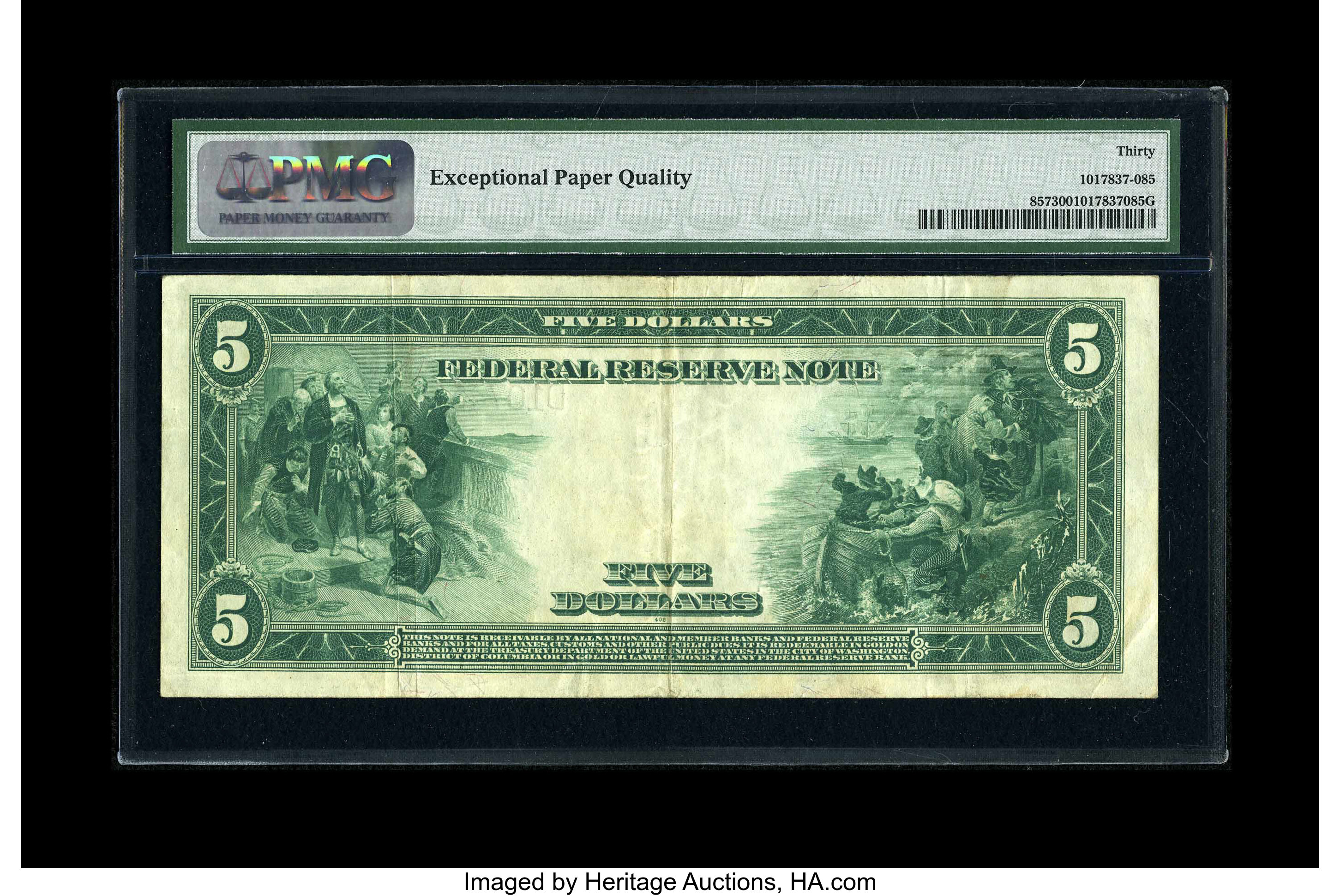 image for: Fr. 857 $5 1914 Federal Reserve Note PMG Very Fine 30 EPQ....