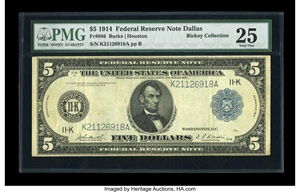 image for: Fr. 886 $5 1914 Federal Reserve Note PMG Very Fine 25....