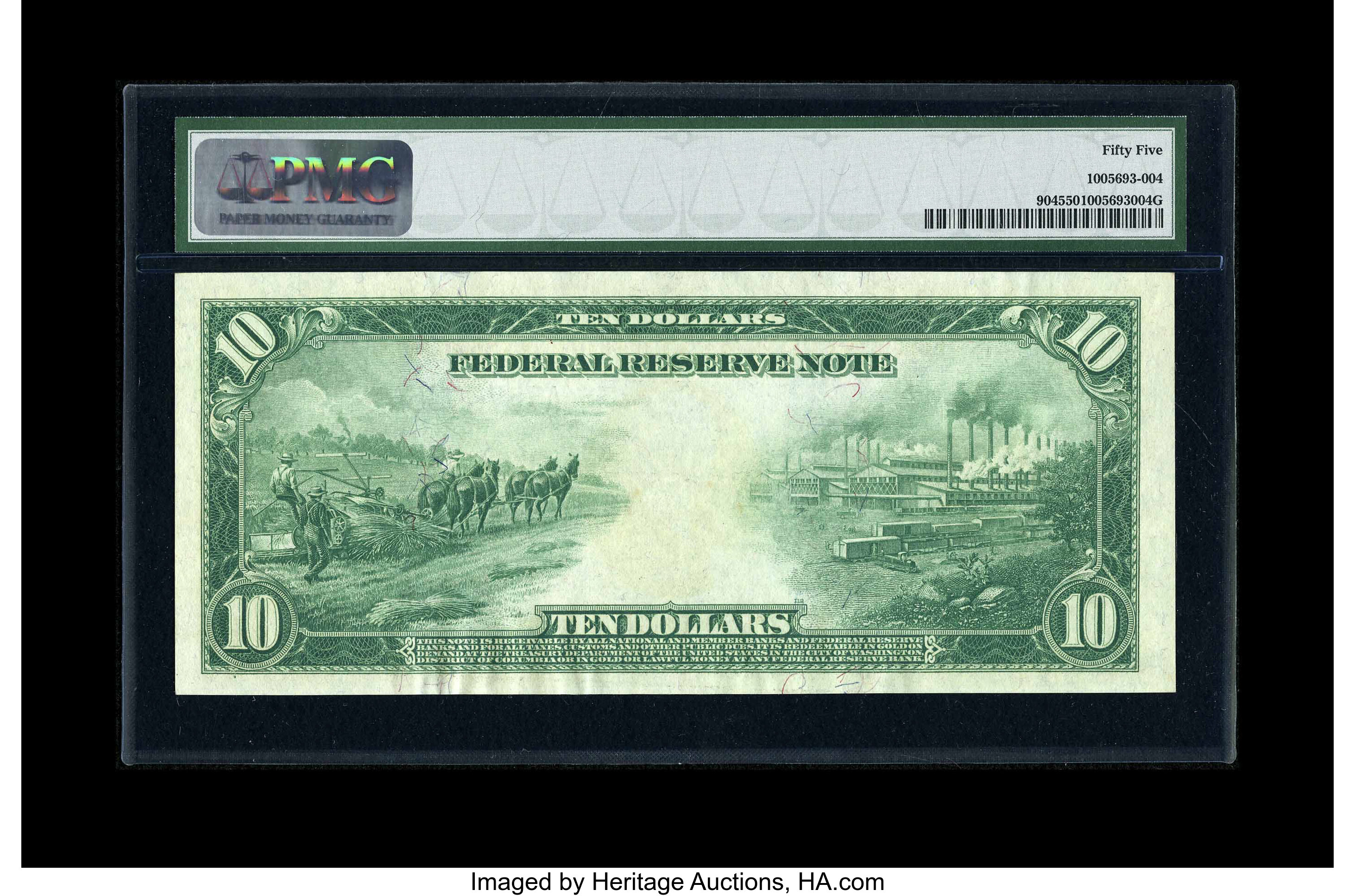 image for: Fr. 904 $10 1914 Federal Reserve Note PMG About Uncirculated 55....