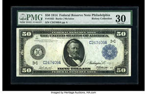 image for: Fr. 1032 $50 1914 Federal Reserve Note PMG Very Fine 30....