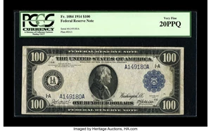 image for: Fr. 1084 $100 1914 Federal Reserve Note PCGS Very Fine 20PPQ....
