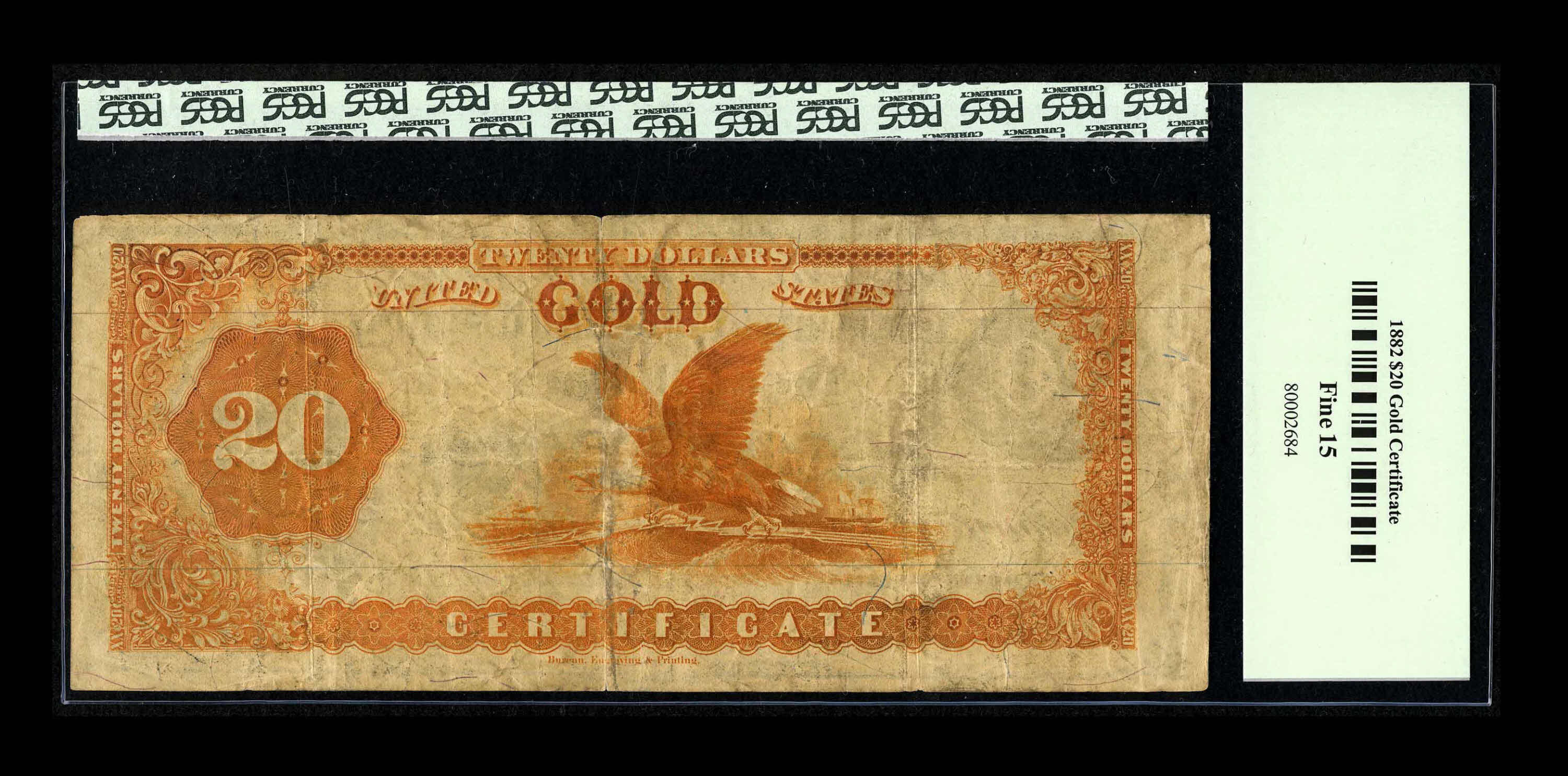 image for: Fr. 1176 $20 1882 Gold Certificate PCGS Fine 15....