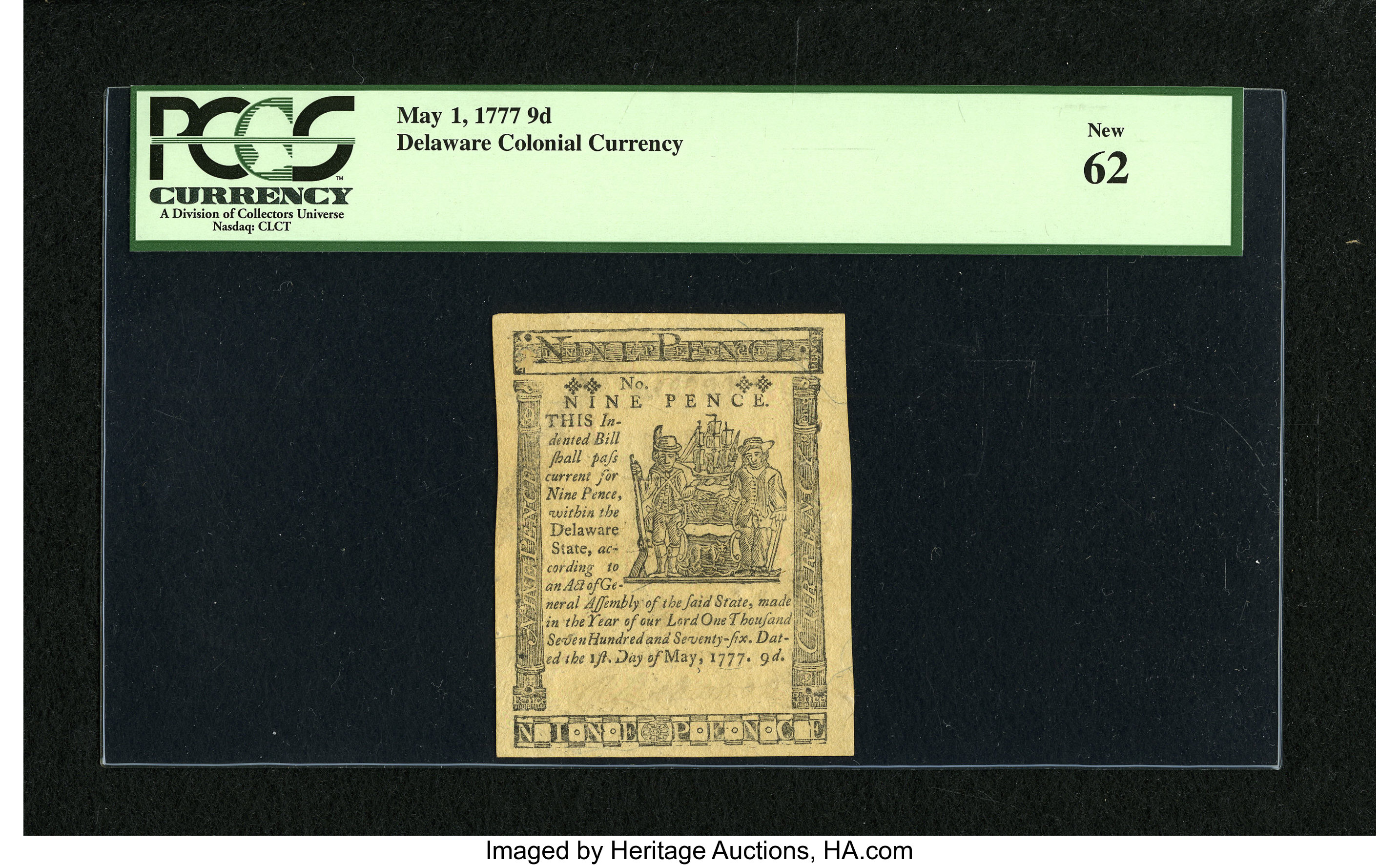 image for: Delaware May 1, 1777 9d PCGS New 62....