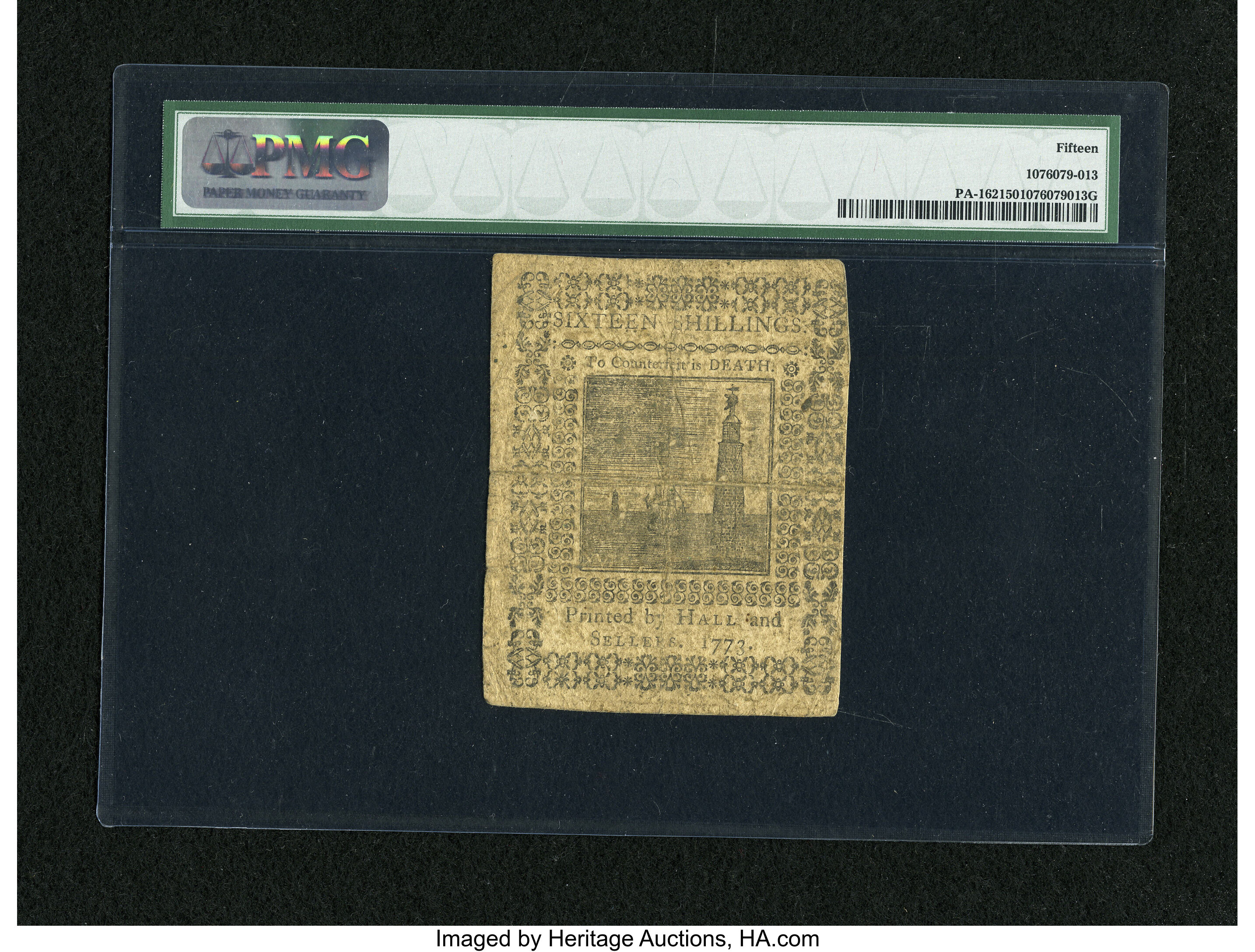 image for: Pennsylvania March 20, 1773 16s PMG Choice Fine 15....