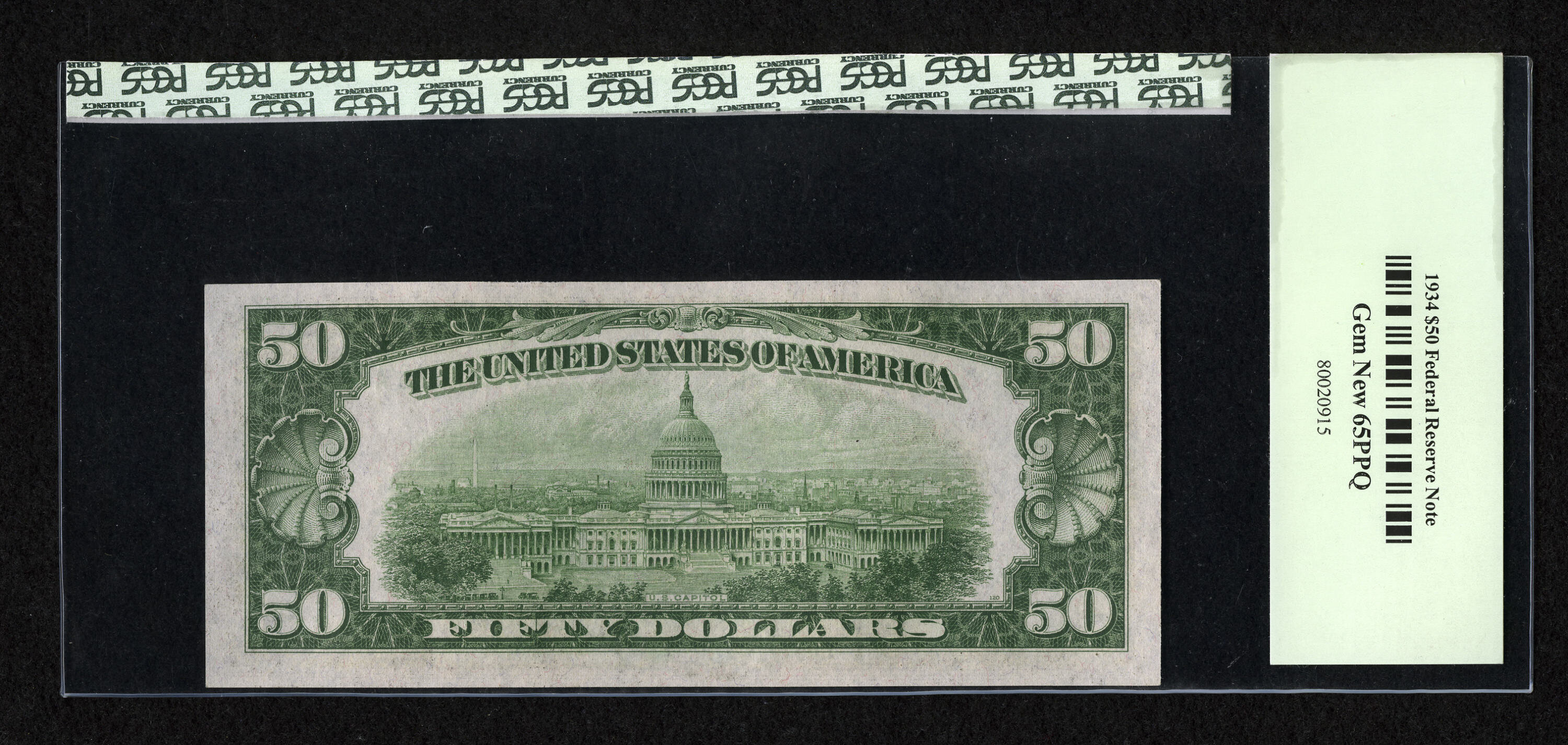 image for: Fr. 2102-C $50 1934 Federal Reserve Note. PCGS Gem New 65PPQ....