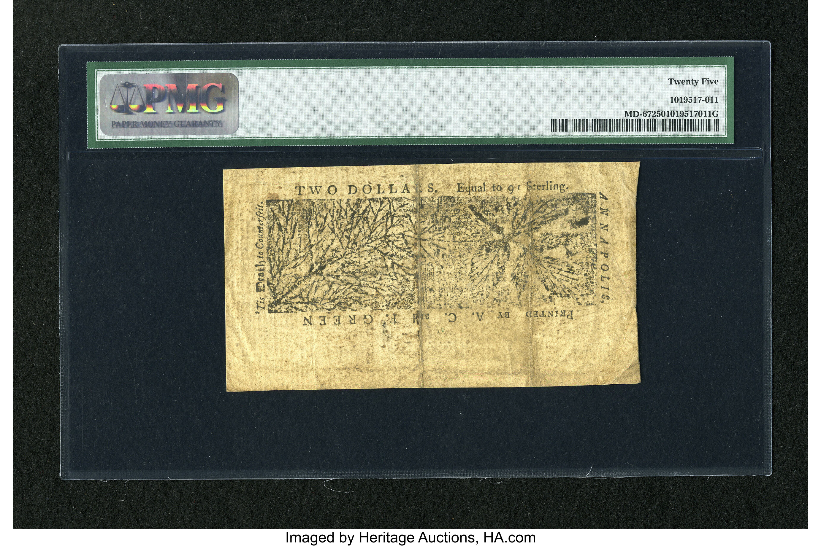 image for: Maryland April 10, 1774 $2 PMG Very Fine 25.