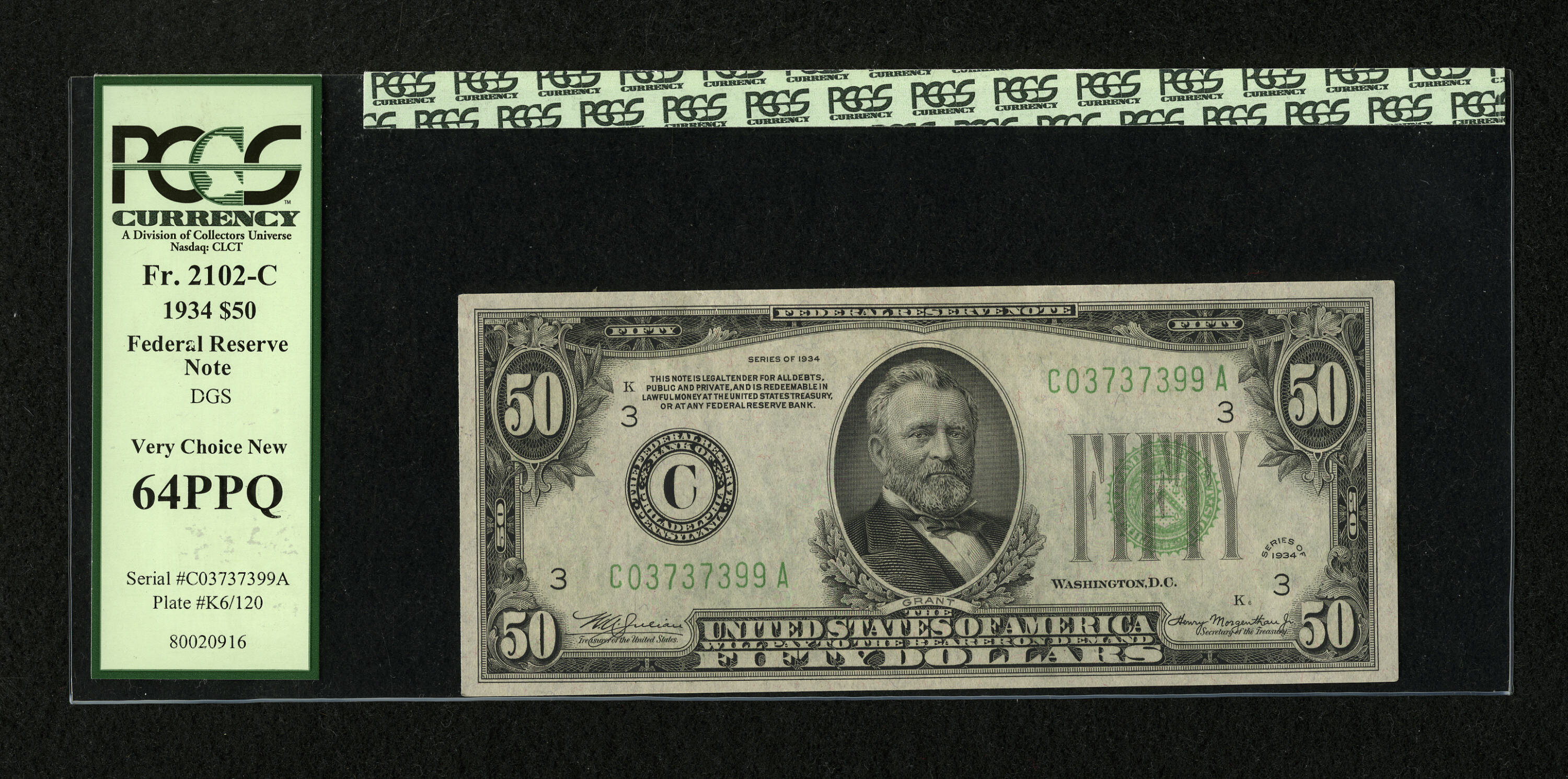 image for: Fr. 2102-C $50 1934 Federal Reserve Note. PCGS Very Choice New 64PPQ....