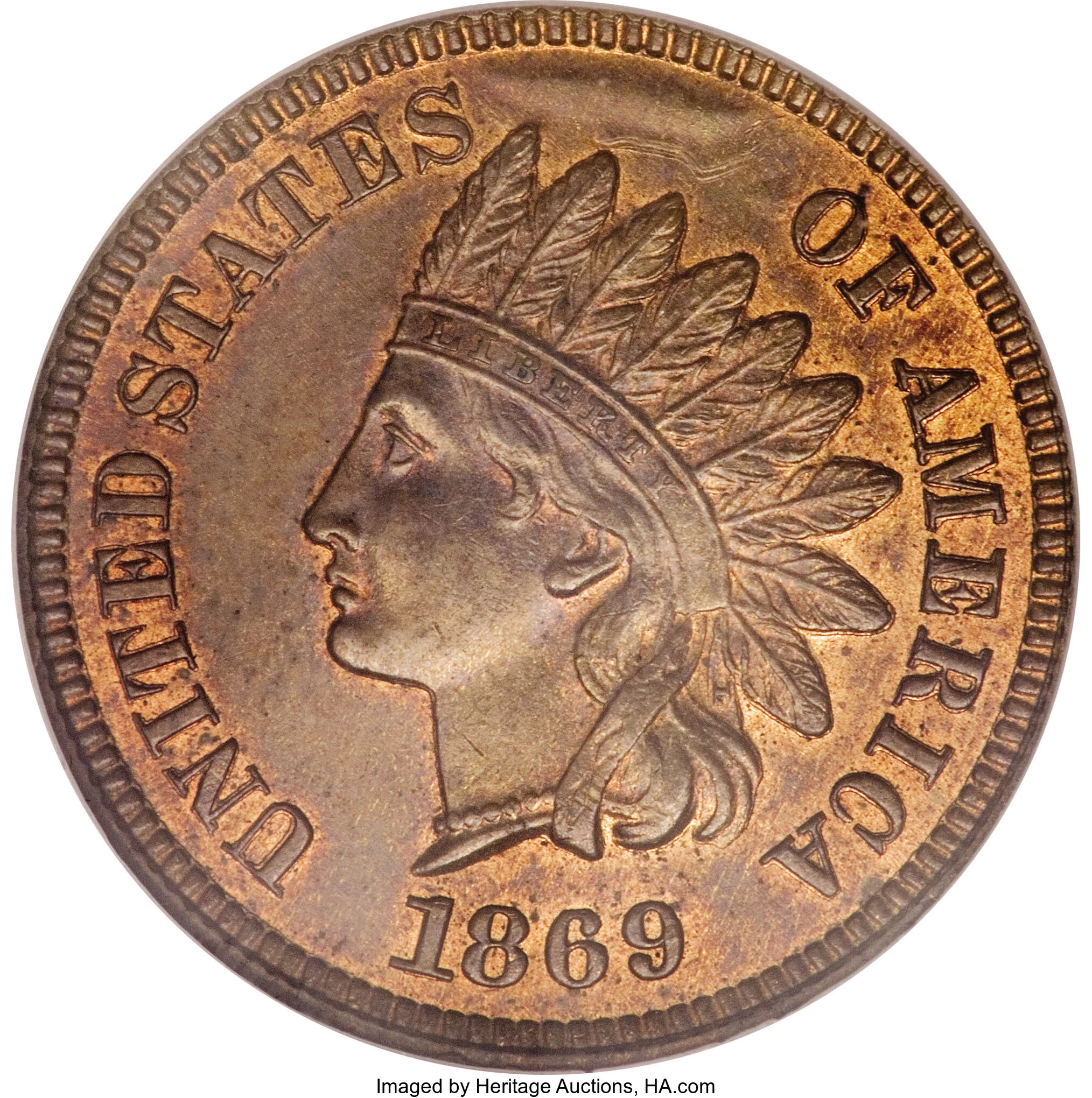 1869 Indian Cent XF Coin AN280 