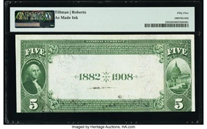 image for: New York, NY - $5 1882 Date Back Fr. 535 The Chase National Bank Ch. # (E)2370 PMG About Uncirculated 55....