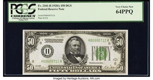 image for: Fr. 2101-H $50 1928A Federal Reserve Note. PCGS Very Choice New 64PPQ....