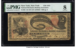 image for: New York, NY - $2 1875 Fr. 391 The National Mechanics Banking Assoc Ch. # 1075 PMG Very Good 8....