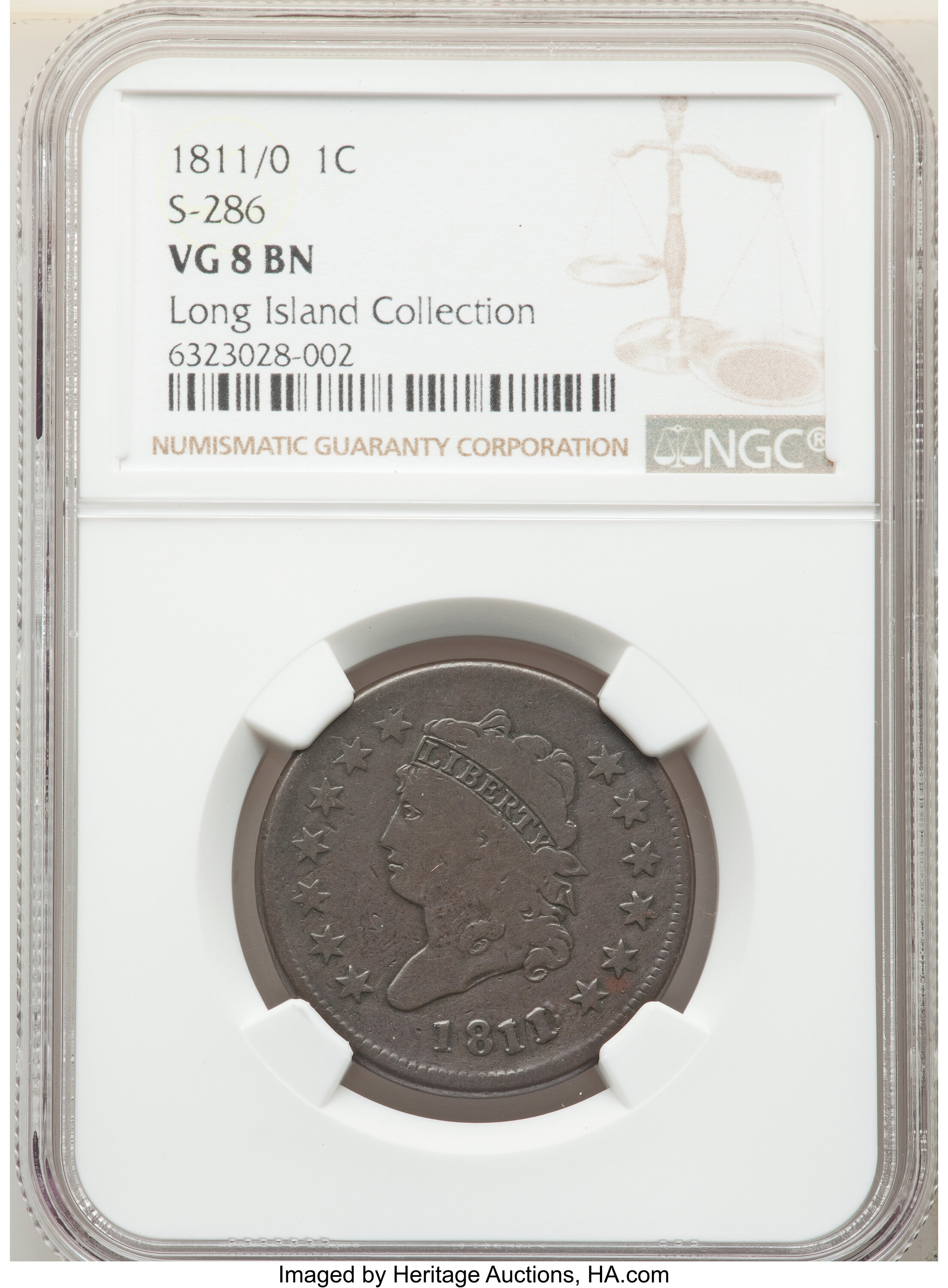 image for: 1811/0 1C S-286, B-2, R.3, VG8 NGC. NGC Census: (3/20). PCGS Population: (0/10). CDN: $460 Whsle. Bid for NGC/PCGS VG8 . ...