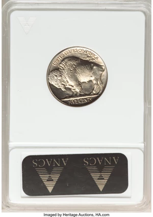 image for: No Date 5C Buffalo Nickel -- Struck Thru Grease -- MS65 ANACS....