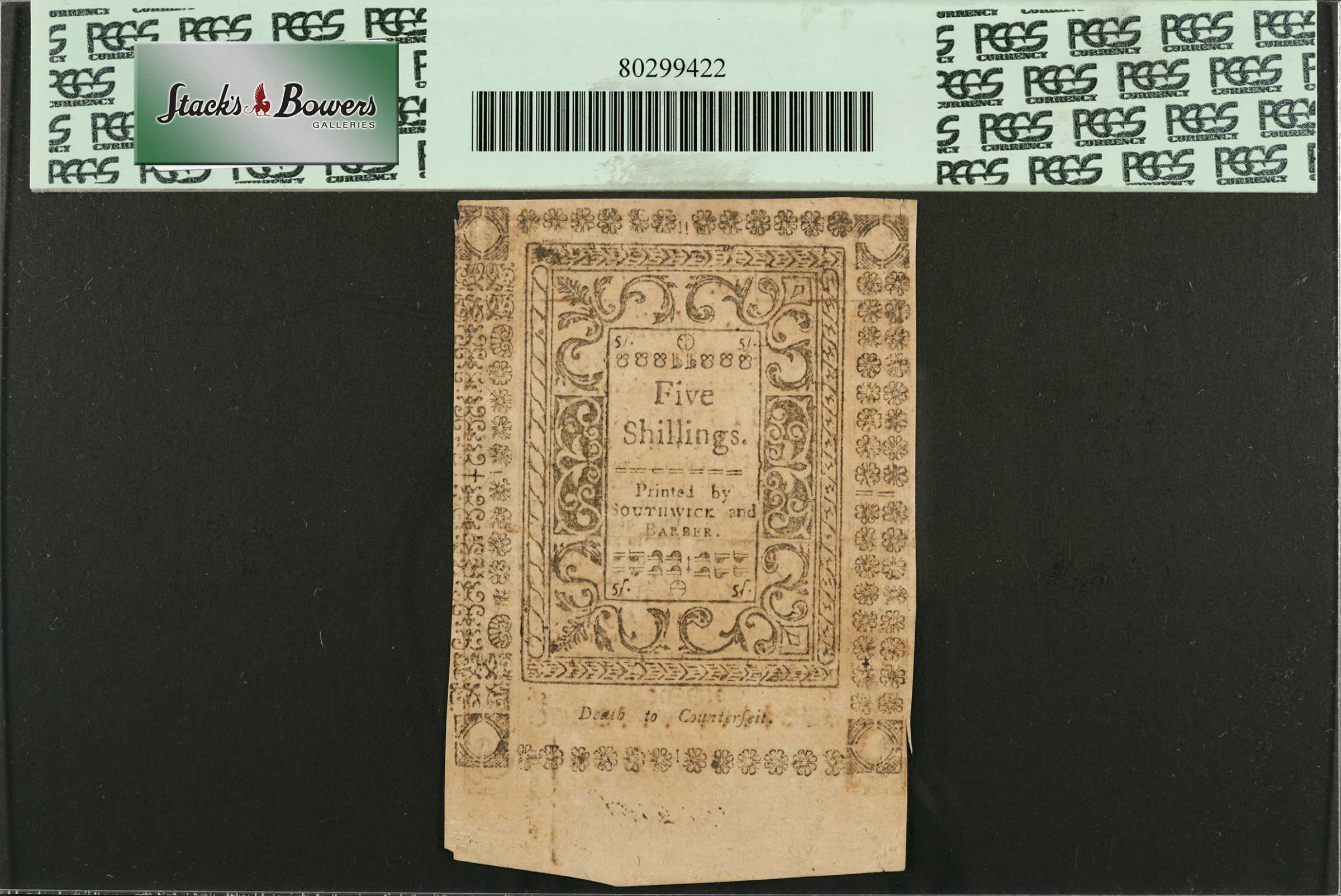 image for: RI-295. Rhode Island. May, 1786. 5 Shillings. PCGS Currency About New 50.