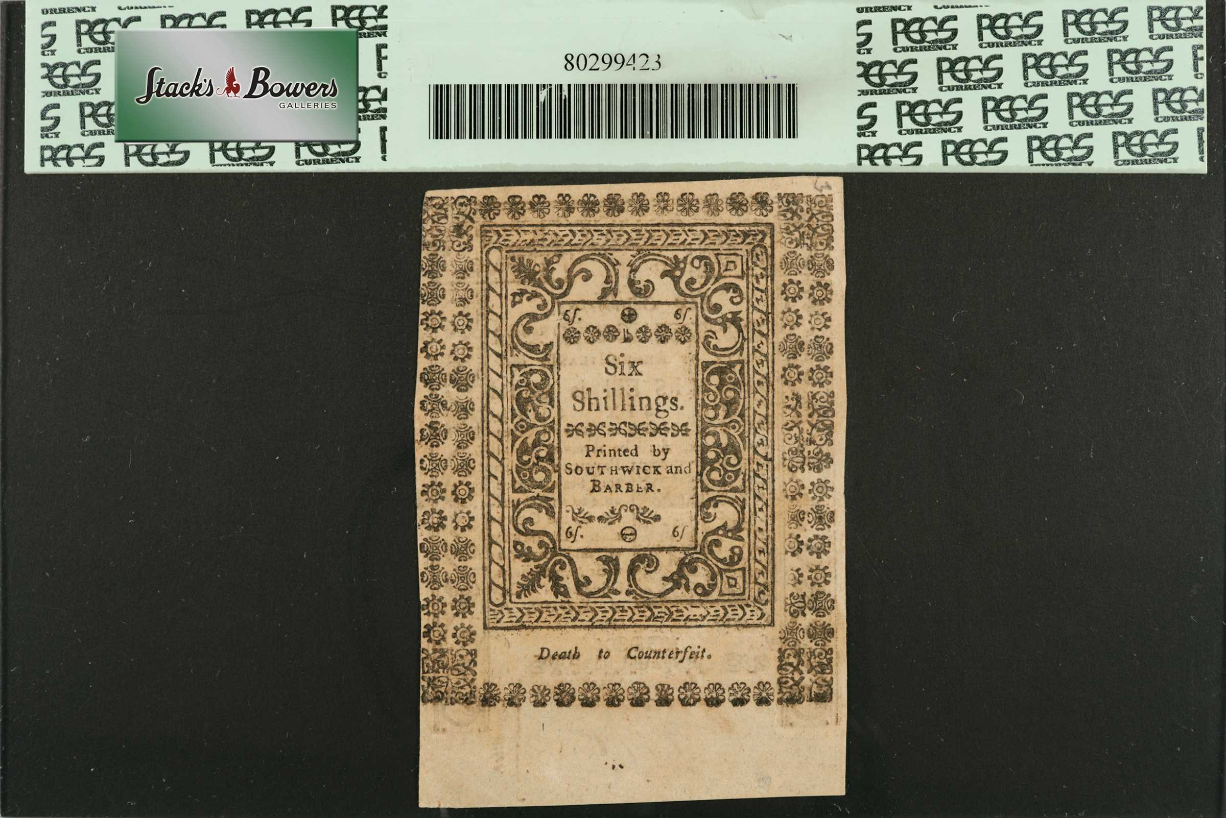 image for: RI-296. Rhode Island. May, 1786. 6 Shillings. PCGS Currency Choice About New 55 PPQ.