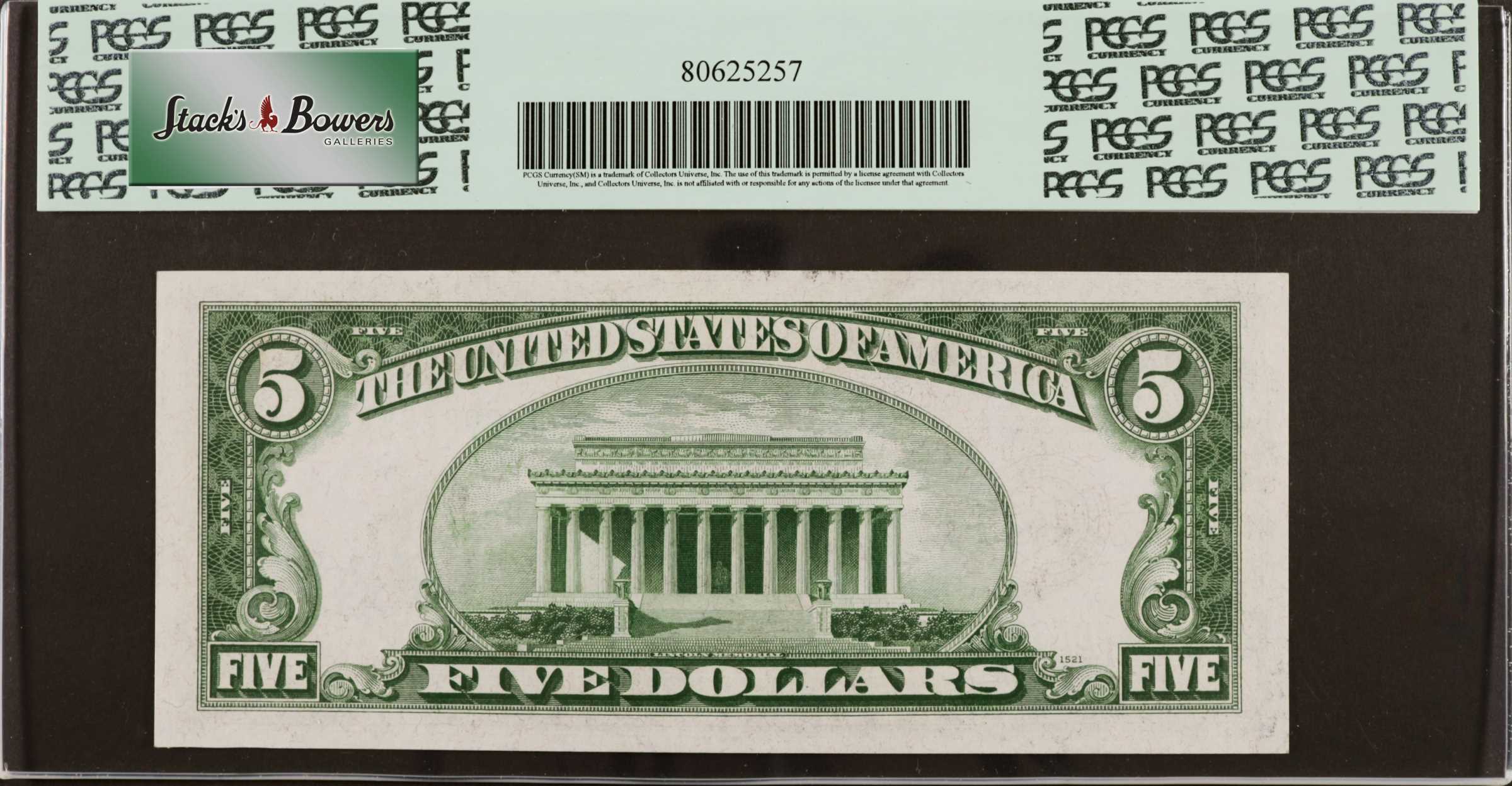 image for: Fr. 1957-C. 1934A $5  Federal Reserve Note. Philadelphia. PCGS Currency Gem New 65 PPQ.