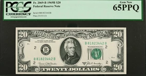 image for: Fr. 2069-B. 1969B $20 Federal Reserve Note. New York. PCGS Currency Gem New 65 PPQ.