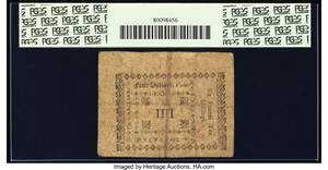image for: South Carolina October 19, 1776 $4 PCGS Fine 12....