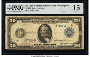 image for: Fr. 1056 $50 1914 Federal Reserve Note PMG Choice Fine 15....