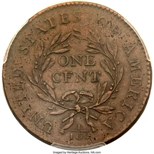 image for: 1794 1C Head of 1794, S-22, B-6, R.1, AU53 PCGS. Breen Die State V. Boldly detailed with a well-centered, even strike that ...