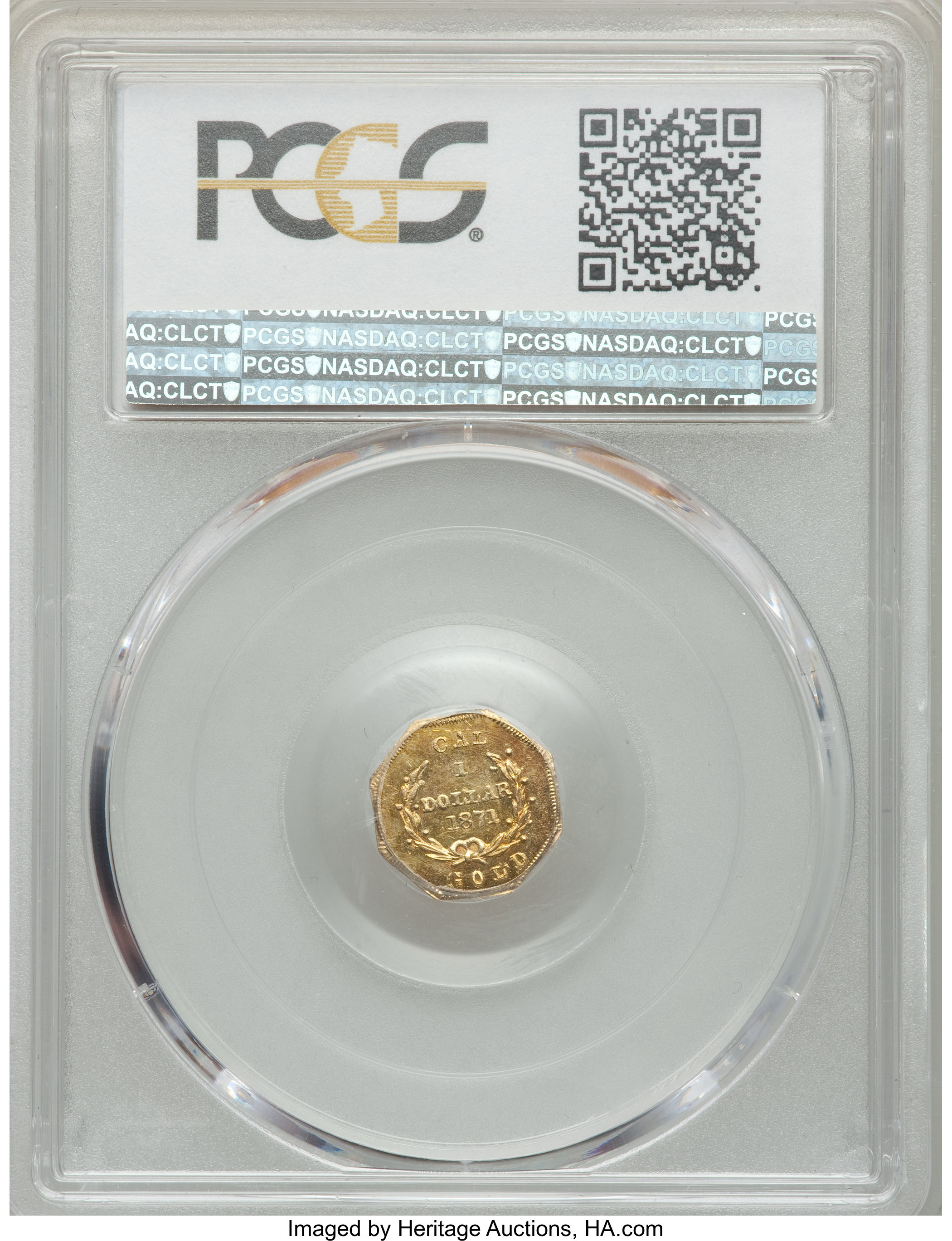 image for: 1871 $1 Liberty Octagonal 1 Dollar, BG-1104, High R.4, MS63 PCGS. PCGS Population: (12/12 and 0/0+). NGC Census: (5/3 and 0...