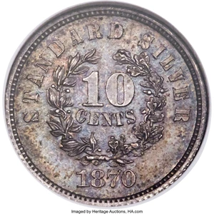 image for: 1870 10C Standard Silver Dime, Judd-861, Pollock-949, High R.6, PR62 NGC. NGC Census: (1/6). PCGS Population: (0/6). ...