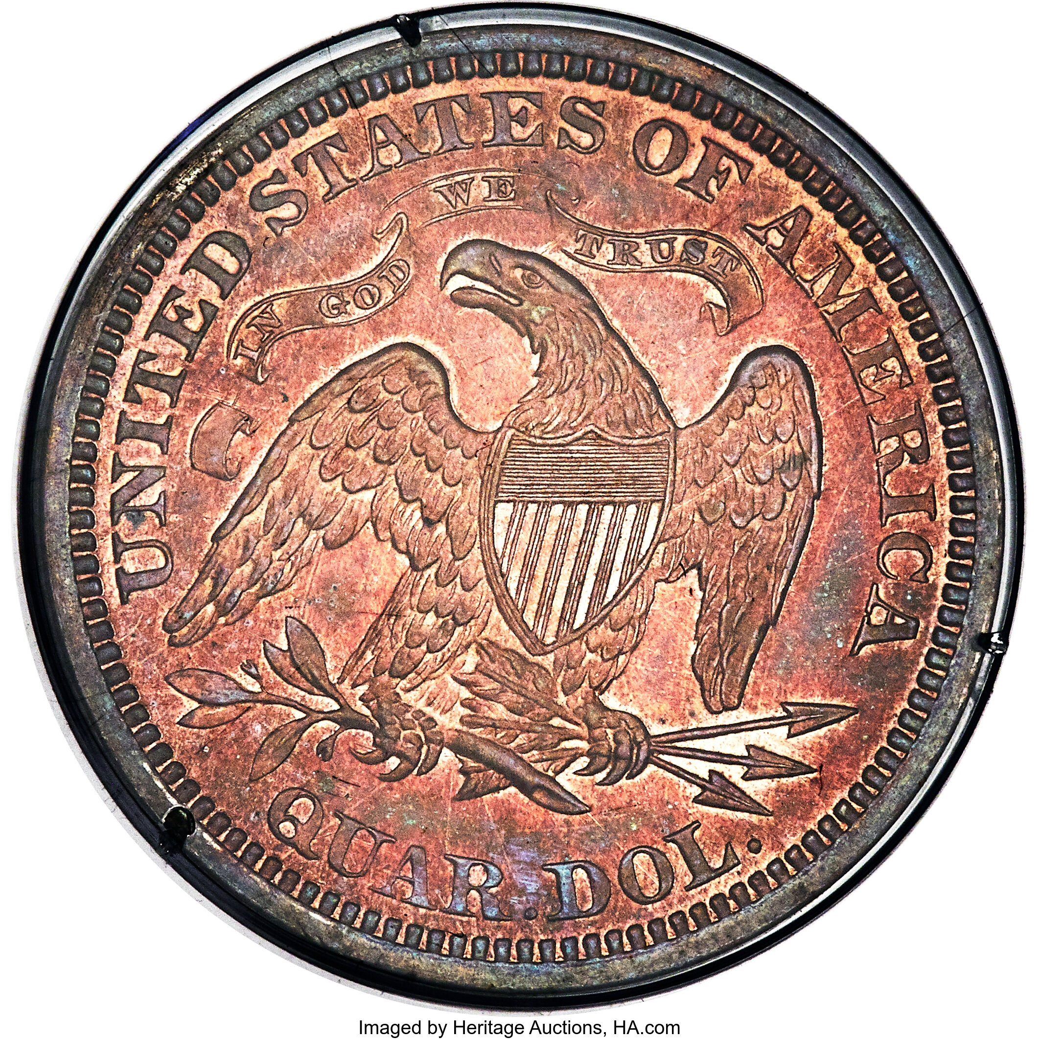 image for: 1870 25C Quarter Dollar, Judd-885, Pollock-983, Low R.7, PR63 Brown PCGS. CAC. The obverse depicts a William Barber portrai...