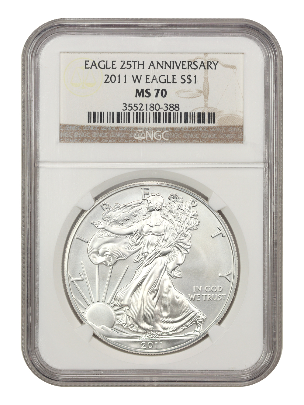 image for: 2011-W Silver Eagle $1 NGC MS70 (25th Anniversary)