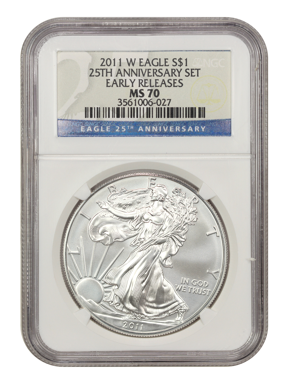 image for: 2011-W Silver Eagle $1 NGC MS70 (25th Anniversary Set  Early Releases)