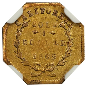 image for: 1869 Cal. Gold $1 NGC AU58 (BG-1106)