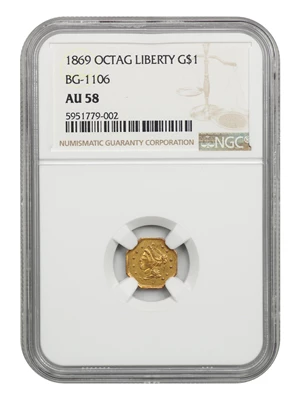 image for: 1869 Cal. Gold $1 NGC AU58 (BG-1106)