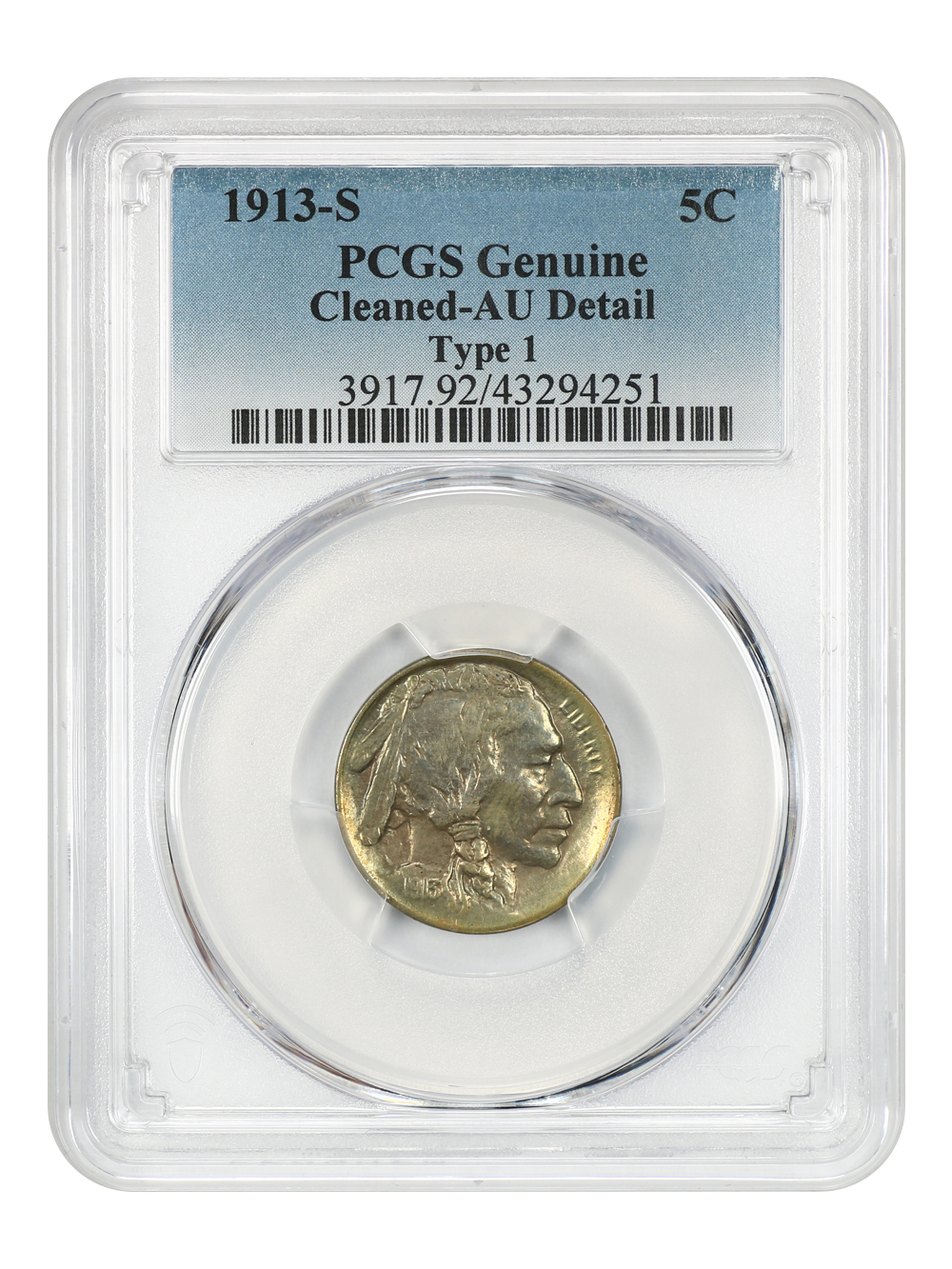 1913-S 5c Buffalo, Type 1 AU50 thumbnail 3