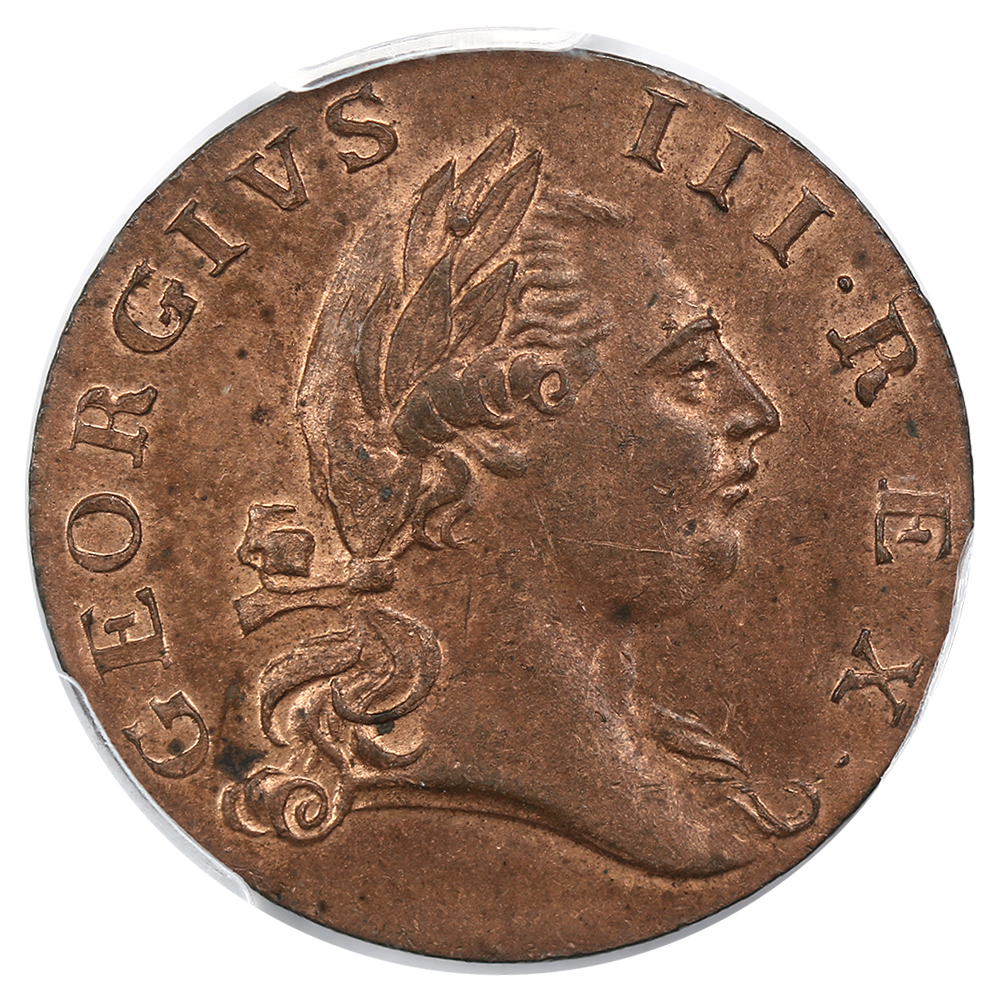 image for: 1773 Virginia Halfpenny PCGS MS63 RB (No Period)