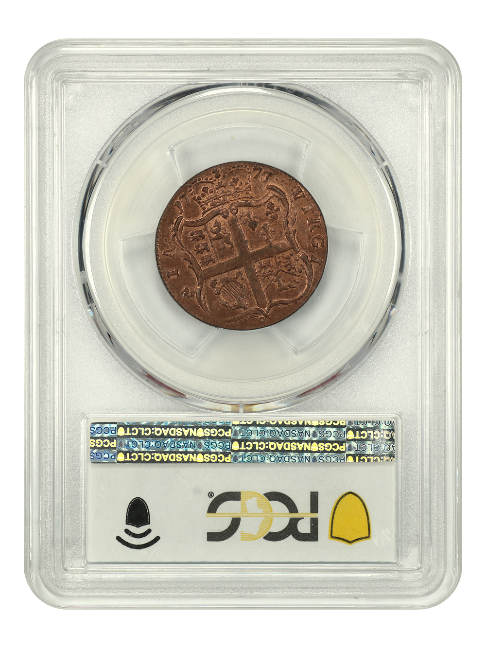 image for: 1773 Virginia Halfpenny PCGS MS63 RB (No Period)