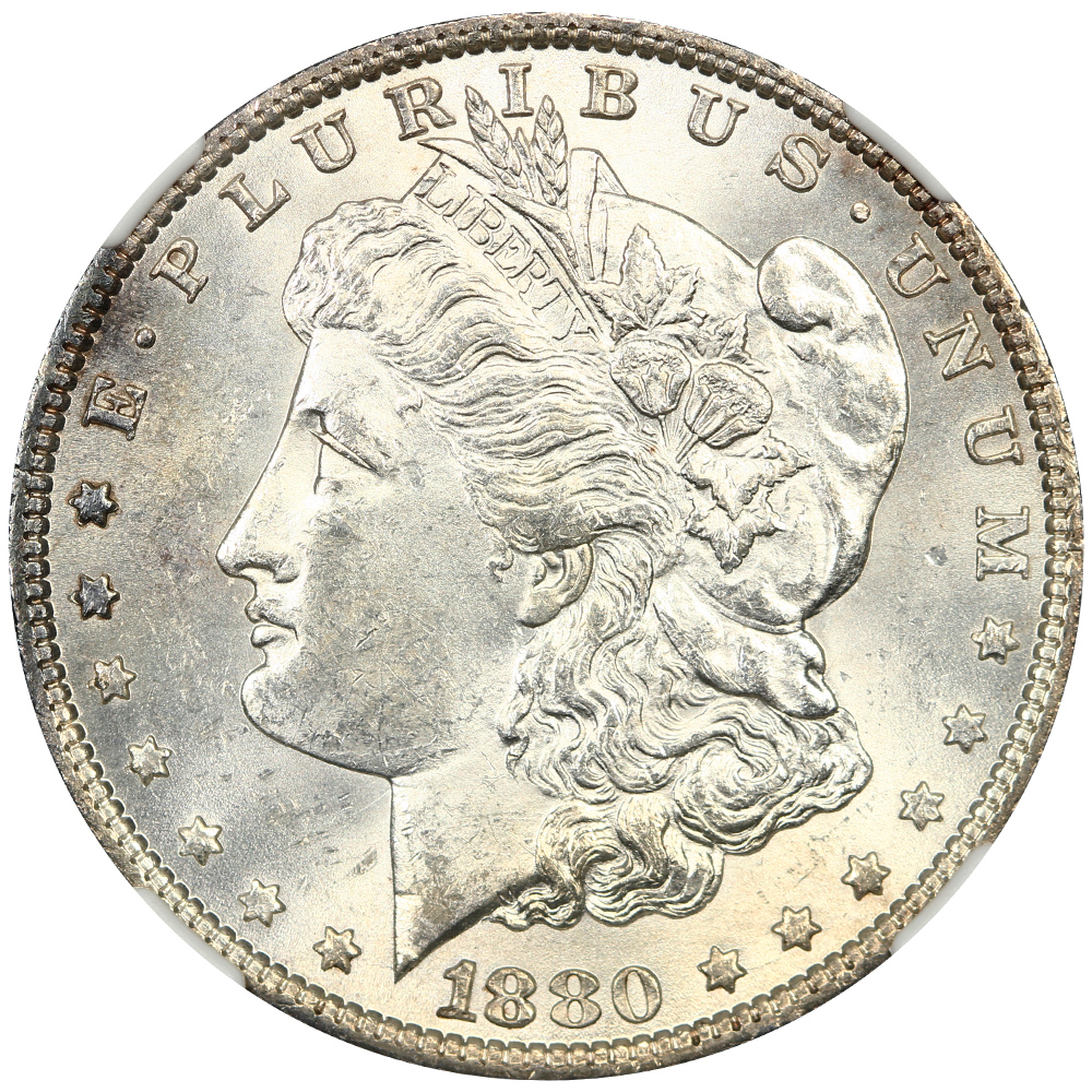 image for: 1880 8/7 $1 NGC MS62 (VAM-11A Checkmark Clash)