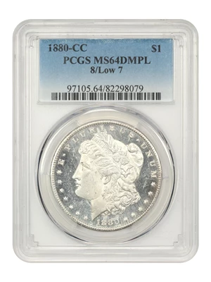 image for: 1880-CC $1 PCGS MS64 DMPL (8/Low 7)