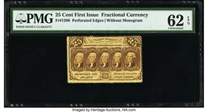 image for: Fr. 1280 25¢ First Issue PMG Uncirculated 62 EPQ....