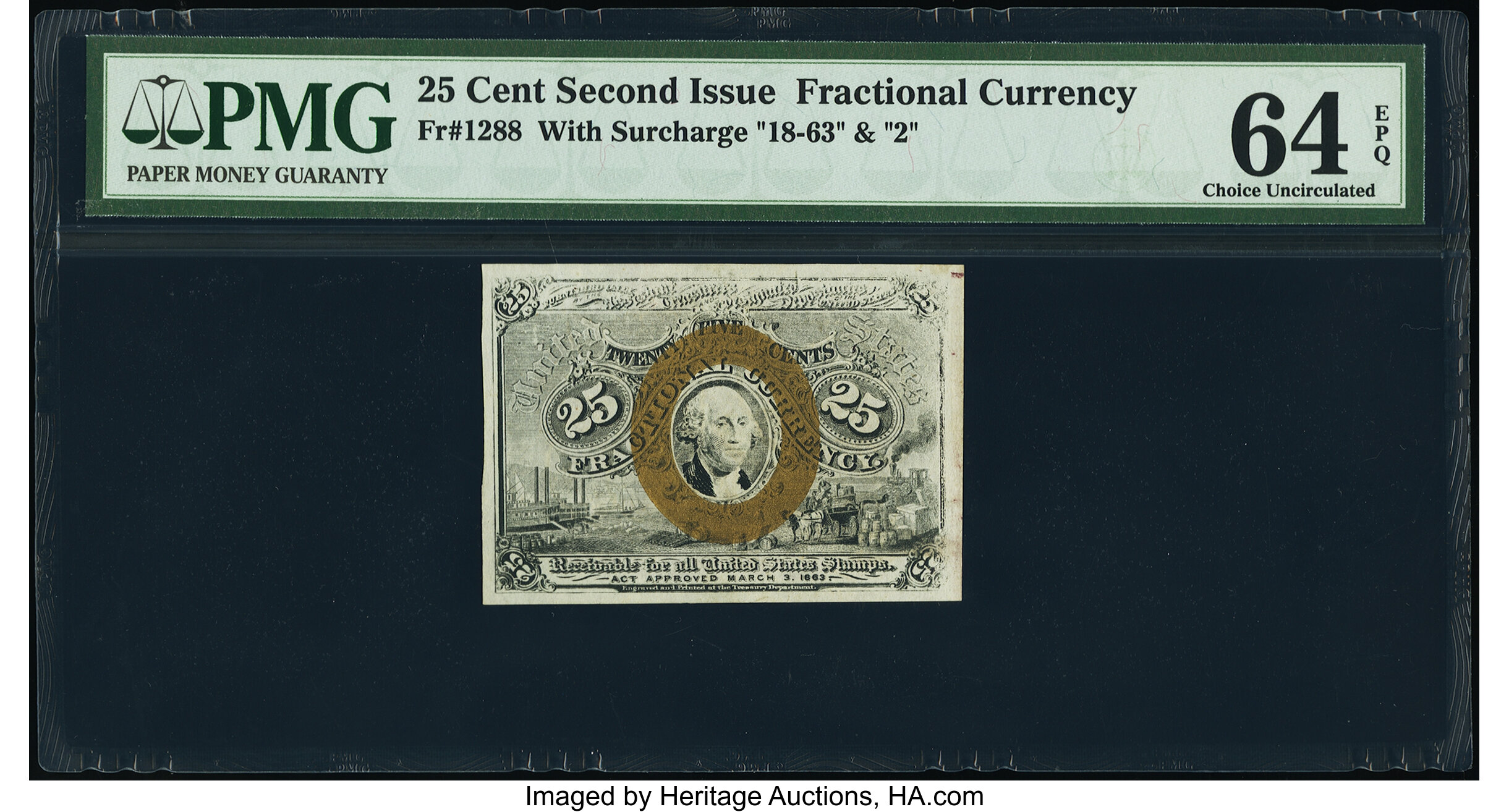 image for: Fr. 1288 25¢ Second Issue PMG Choice Uncirculated 64 EPQ....