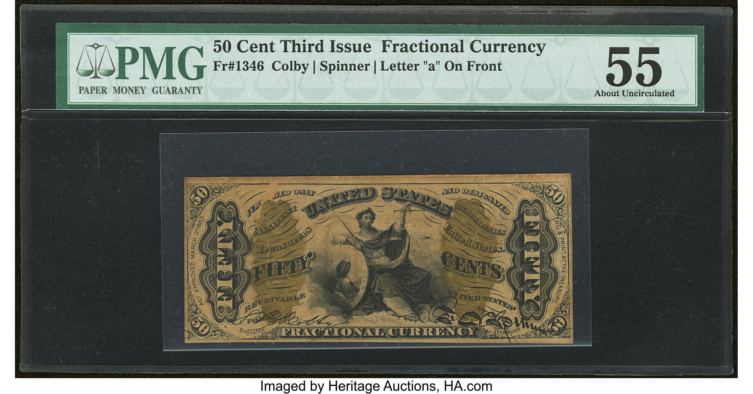 image for: Fr. 1346 50¢ Third Issue Justice PMG About Uncirculated 55....