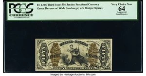 image for: Fr. 1366 50¢ Third Issue Justice PCGS Apparent Very Choice New 64....