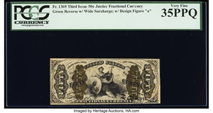 image for: Fr. 1369 50¢ Third Issue Justice PCGS Very Fine 35PPQ....