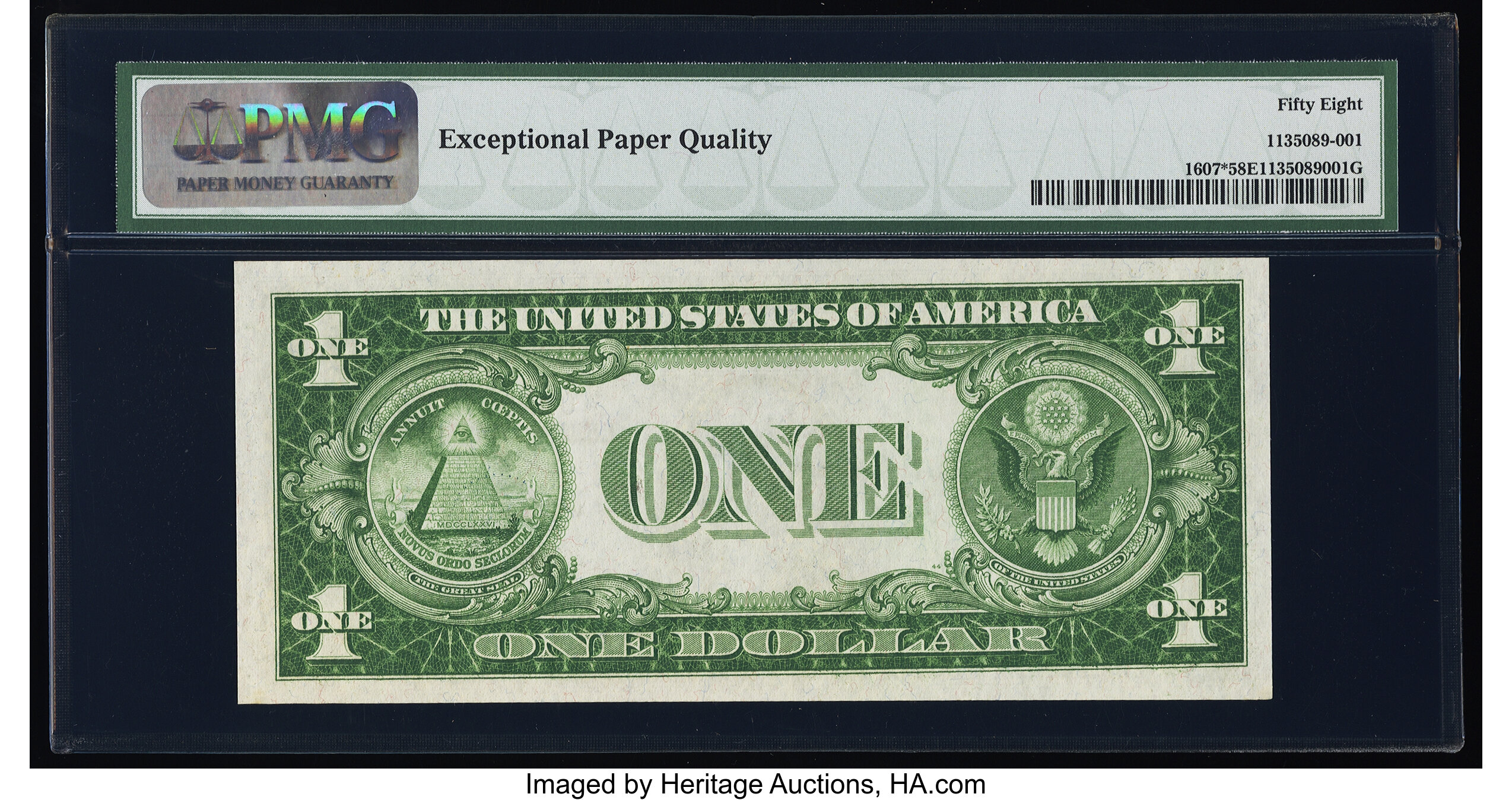 image for: Fr. 1607* $1 1935 Silver Certificate Star. PMG Choice About Unc 58 EPQ....