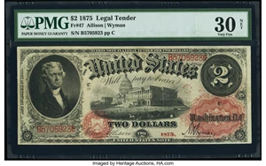 image for: Fr. 47 $2 1875 Legal Tender PMG Very Fine 30 Net....