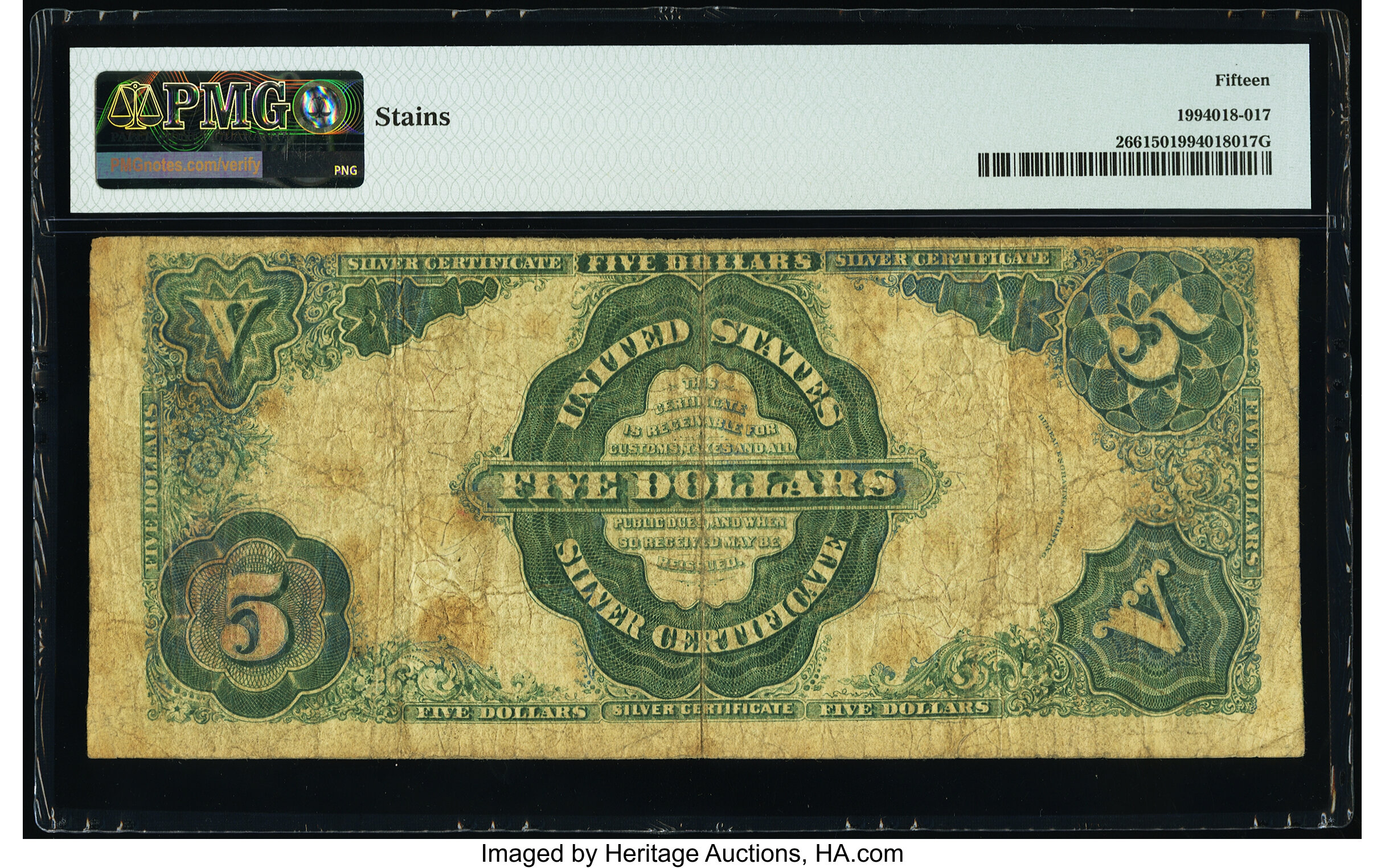 image for: Fr. 266 $5 1891 Silver Certificate PMG Choice Fine 15....